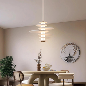 Lámpara Colgante Moderna para Comedor JYLIGHTING, de Cobre Sólido, con Pantalla Redonda Escalonada de Alabastro, Luz Cálida Lechosa - Product Image 1