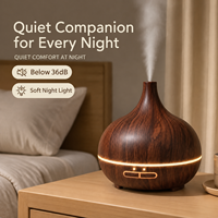 Humidificateur d'aromathérapie Faner à grain de bois, USB, 400 ml, style vase, brume fine, 36 dB, pour usage domestique et commercial, fonction de minuterie
