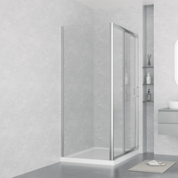 Cabine de douche moderne Dman PANEL en aluminium, double porte coulissante en forme de L, verre trempé, écran de douche d'angle, garantie de 3 ans
