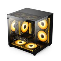Boîtier de jeu pour ordinateur de bureau Micro ATX vertical, petit, avec panneau latéral en verre transparent