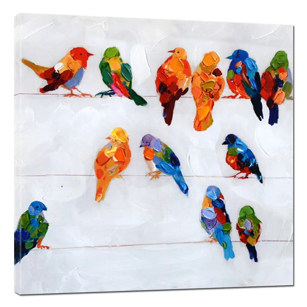 Commerci all'ingrosso Moderna di Alta Qualità Colorful Birds Dipinto A Mano della Pittura A Olio