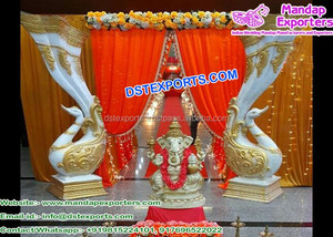 แผงไฟเบอร์สำหรับตกแต่งงานแต่งงานใหม่อุปกรณ์ประกอบฉากตกแต่งทางเข้างานแต่งงานแผงทรงกลมที่ดีที่สุดพร้อมรูปปั้นนกยูง - Product Image 4