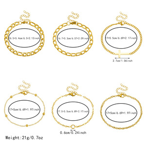 Cross Pattern Gold Plated Stainless Steel <b>Bracelet</b> <b>Set</b> Unisex Jewelry Fashion Accessory - Product Image 4