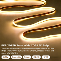 Bande LED COB en rouleau 3mm 400 LED/m 5V USB 5.5W/M Auto-adhésive Sans points IP20 Dimmable Coupable Flexible pour Éclairage