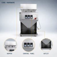 De multifunctionele driekoppige semi-automatische verpakkingsmachine voor korrelige producten is geschikt voor gedroogd fruit en andere materialen.