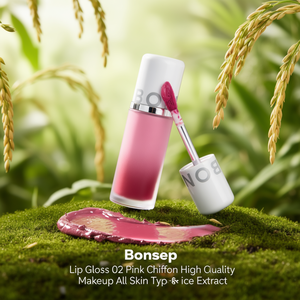 ลิปกลอส Bonsep 02 สีชมพูชิฟฟอน เครื่องสำอางคุณภาพสูง สำหรับทุกสภาพผิว สารสกัดจากข้าว - Product Image 3