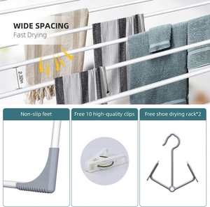 Wholesale Steel Free Standing Laundry Drying <b>Rack</b> Multifunctional Folding Clothes Dryer Bathroom Use Clothing Organizer Features - Product Image 3