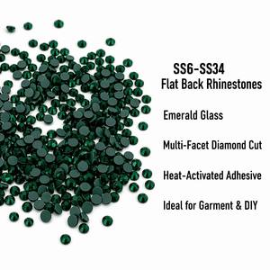 Strass en verre éco-responsable thermocollant, vert émeraude, vert permanent, luxuriant et précieux, pour Noël et les célébrations festives - Product Image 4