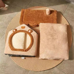 Mignon Chaud Confortable Maisons Pour Animaux De Compagnie Chat Cage Intérieur Amovible Lavable Pet Lit - Product Image 4