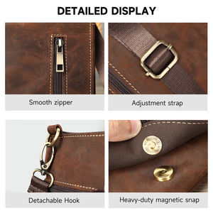 محفظة جلدية صغيرة متقاطعة مع الجسم من جلد المارانت المجنون للرجال من جلد أصلي - Product Image 6