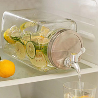 Distributeur de jus en verre carré d'été avec robinet 3L, carafe créative pour boissons froides, liqueur glacée, grand pot en verre