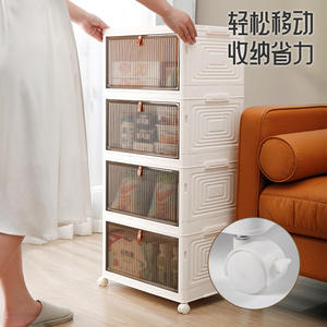 Armario de almacenamiento para el hogar, organizador apilable de varias capas, grueso, de gran capacidad, con ruedas para ropa y zapatos, rectangular - Product Image 4