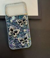 Coque de téléphone personnalisée haut de gamme avec motif papillon en strass et grande ouverture, disponible en plusieurs couleurs