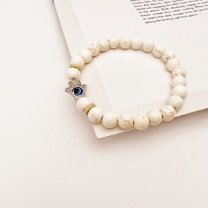 Bracelet élastique en pierres naturelles avec breloque œil porte-bonheur, cadeau unisexe, bijoux style Yiwu 1 2 3 4 - Product Image 3