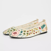 Ballerines à fleurs brodées en maille faites à la main de luxe personnalisées en usine chaussures Mary Janes ballerines plates pour femmes