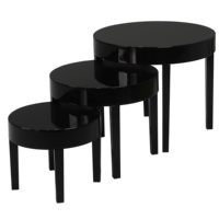 Nid de 3 Tables Table basse gigogne blanche en bois brillant Salon multifonctionnel