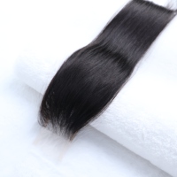 Cierre de Cabello Humano 6x2 con Encaje, Liso, Color Natural, Suave y Sedoso
