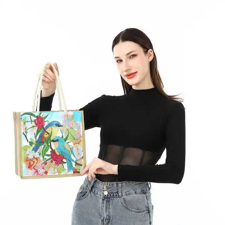 2023 New DIY Crystal Rhinestone Handbag Birds Diamond Art Unique Reusable  Shopping Bags for Girls Women
