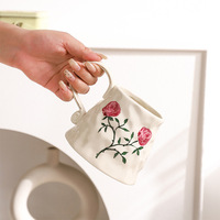 Tasse à motif de fleurs personnalisée-Tasses à café en céramique avec motif floral-Cadeau unique pour elle ou lui (Rose rouge)