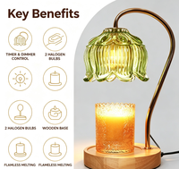 Lampe chauffe-bougie en forme de fleur avec minuterie et variateur d'intensité, compatible avec toutes les bougies parfumées en pot - Cadeau de Noël et de la Fête des Mères pour femmes et mamans