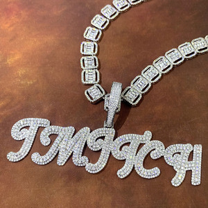 FOXI collana <span class=keywords><strong>con</strong></span> <span class=keywords><strong>nome</strong></span> personalizzato stile Hip Hop <span class=keywords><strong>argento</strong></span> Bling ghiacciato catena a maglie cubane per uomo e donna regalo perfetto - Product Image 5