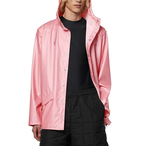 Chaqueta Impermeable y Cortavientos Rosa para Hombre, con Capucha, Cierre Largo, Ligera y Transpirable - Product Image 1