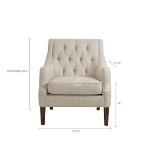 Chaise d'appoint inclinable à boutons DB en cuir véritable avec design antique et pieds en métal Meubles de maison - Product Image 6