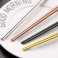 Baguettes en acier inoxydable 304, ensemble de baguettes en titane, baguettes haut de gamme pour hôtel, ensemble cadeau de couverts en acier inoxydable
