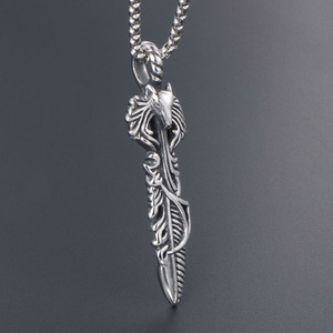 สร้อยคอจี้ขนนกสแตนเลสสำหรับผู้ชายของขวัญ SP547 - Product Image 2