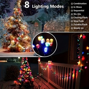 Guirlande Lumineuse <span class=keywords><strong>Solaire</strong></span> LED Extérieure Étanche IP65 8 Modes pour Décoration d'Arbres, Noël, Camping, Mariage, Fête, Décoration Féerique - Product Image 6