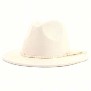 Chapeaux Fedora unisexes en daim à large bord, style gentleman, pour fêtes et affaires, vente en gros pour la saison hivernale - Product Image 4