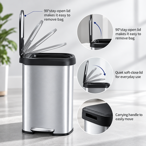 Cubo de Basura de Hierro de 21 Galones/80 Litros con Pedal, Tipo Inducción, Ecológico, para Uso Interior/Exterior - Product Image 5