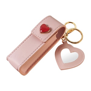 PU Leather Heart Lipstick Bag Women Keychain Pendant High-Value Small Gift Customizable Logo - Product Image 6