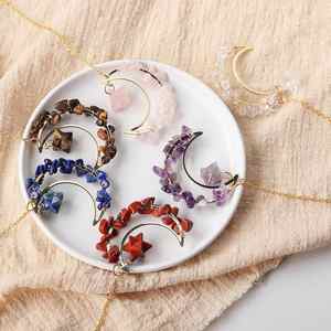 Colgante de Cristal Natural con Forma de Luna, Colgante de Cristal Decorado para Campanas de Viento Tejidas DIY, Regalo - Product Image 4