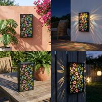 Lanterne murale solaire Tucan tropical IP44 étanche - Lanterne de jardin LED avec projection de rayons de soleil pour patio, clôture, cour