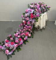 Guirlande de fleurs artificielles pour mariage, chemin de table en roses de soie, décoration de fond, arrangement floral pour événements