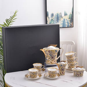 Service à thé papillon avec théière rose / Service à café de luxe en porcelaine fine BISINI - Product Image 1