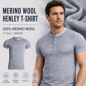 Camiseta de Manga Corta para Hombre, Cuello Henley, Logotipo Personalizado, Premium, Ligera, Transpirable, Informal, de Verano - Product Image 1