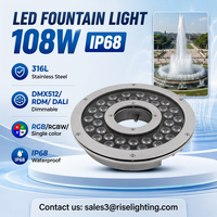 Lumière de fontaine LED RGBW CE Rohs 144W, lumière annulaire en forme de beignet, fonctionnalité aquatique, acier inoxydable 316L, indice de protection IP68, lumière sous-marine
