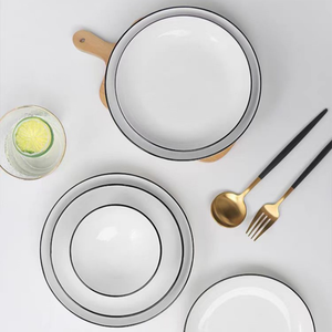 <span class=keywords><strong>Assiette</strong></span> de restaurant en porcelaine émaillée de style européen écologique, émaillée, 8 pouces, vaisselle blanche, <span class=keywords><strong>assiette</strong></span> de banquet - Product Image 2