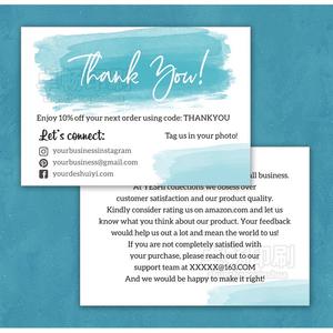 Tarjeta de felicitación transfronteriza de alta calidad al por mayor de fábrica, diseño gratuito personalizado, tarjeta de agradecimiento por la revisión posventa - Product Image 1