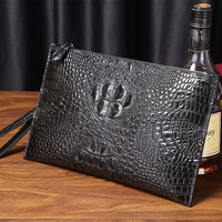 Dompet Pria Model Jepang Baru Bahan Kulit Silikon Motif Buaya, Tas Amplop Bisnis Besar, Dompet Tipis Modis Tahan Air
