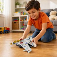Jouet robot avion de chasse convertible avec accessoires de missiles, jouet éducatif en plastique STEM pour enfants de 5 à 7 ans