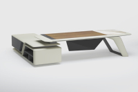 Bureau de direction modulaire extensible en bois et marbre au design rétro classique moderne, mobilier de bureau industriel pour PDG et managers