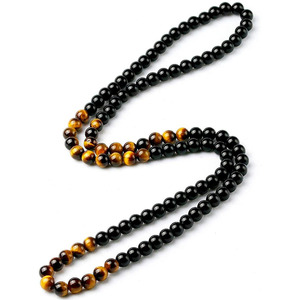 <span class=keywords><strong>Collana</strong></span> da <span class=keywords><strong>Uomo</strong></span> di Moda con <span class=keywords><strong>Perline</strong></span> in Pietra Occhio di Tigre e Onice Nero, Gioiello in Pietra Naturale Idea Regalo - Product Image 5