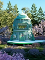 Magnifique Villa Personnalisée en Forme de Bateau de Contes de Fées, Maisonnette Préfabriquée en Aluminium Effet Bois pour Glamping, Cabane en Alliage à 2 Étages pour Complexe Forestier