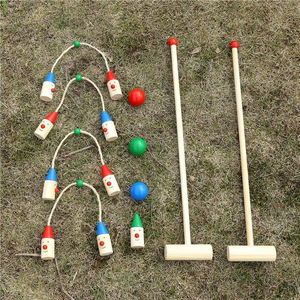Ensemble <span class=keywords><strong>de</strong></span> <span class=keywords><strong>croquet</strong></span> d'extérieur à quatre joueurs avec balles en bois pour jeux familiaux pour adultes et enfants - Product Image 3