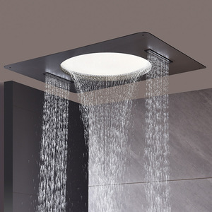 Luxuriöses Vollkupfer Quadratisches Digitales Wandmontiertes Duschset LED-Beleuchteter Wasserfall-Auslauf Regendusche Intelligente Digitalanzeige - Product Image 2