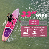 Planche de paddle gonflable large Skatinger rose 11'x33"x6" pour la pêche, le yoga, les voyages et les loisirs