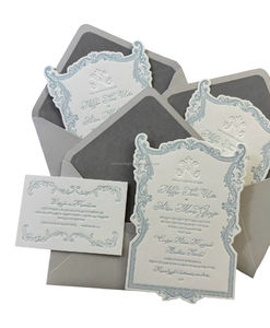 Papier de coton offset d'invitation de mariage typographique de luxe élégant avec forme en relief personnalisée et fantaisie découpée à l'emporte-pièce - Product Image 3